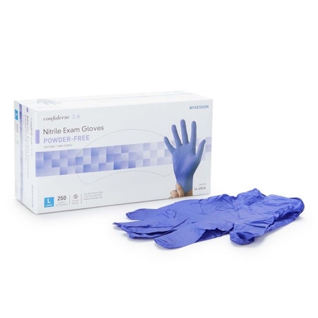 Confirderm 3.0, Disposable Gloves, Nitrile, Powder-Free, L, 2500 PK, Blue
